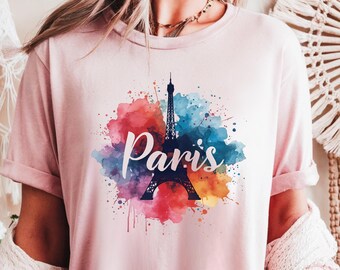 Paris T-Shirt Eiffel Tower Graphic Tee France Travel Souvenir European Vacation Gift