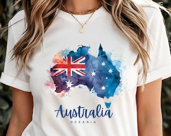 Australia T-Shirt Flag Graphic Tee Travel Souvenir Australian Vacation Shirt Oceania Trip Present Gift