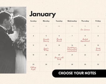 Personalized Desktop Calendar, Custom Desk Calendar, Gift for Couples Family Grandparents, Home Office Gift, Anniversary Wedding Gift