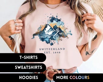 Switzerland T-Shirt Swiss Alps Hiking Hoodie Sweatshirt Europe Travel Souvenir Gift Mountain Vintage Style Jumper Crewneck