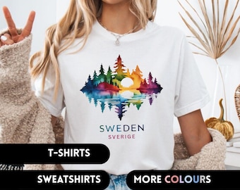 Sweden T-shirt, Swedish Shirt, Sweden Sweatshirt, Nordic Landscape, Scandinavian Art, Sverige, Sweden Gifts