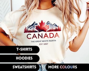 Canada tshirt travel souvenir maple leaf mountain graphic shirt great white north apparel canadian pride hoodie unisex sweatshirt gift idea