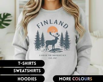 Finland Sweatshirt Shirt Gift Souvenir Finnish Gift Suomi Shirt Nordic Reindeer Jumper Scandinavian Outfit Vintage Moose Sweater Apparel