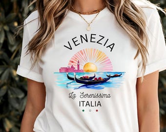 Venice Italy T-Shirt Gondola Souvenir Tee Trip Present Italian Vacation Shirt European Travel Gift Clothing