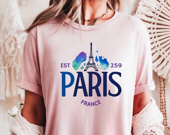 France Travel Vacation Tee Shirt Eiffel Tower T-Shirt French Souvenir Gift Idea Paris Trip City Lover Shirt Vintage Style Europe Tour Tee