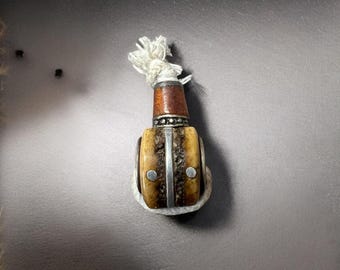 Antiguo Nepal Tíbet Budista Tallado Yak Hueso Mala Oración Guru Abalorio