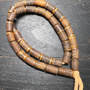 Yak Bone Mala: 36 Bead Tibetan Buddhist Prayer Beads, Handmade Nepal