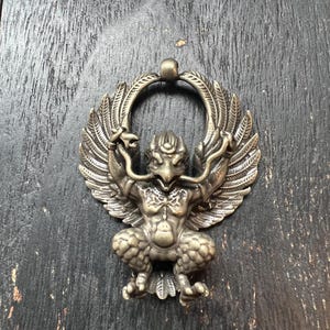White Bronze Garuda Pendant – Tibetan Buddhist Protector Amulet, Handmade Vintage Style