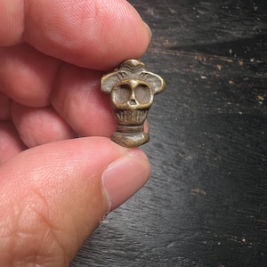 Tibetan Citipati Skull Pendant | Nepal Buddhist Amulet in Brass or White Brass | Protector Charm of Impermanence