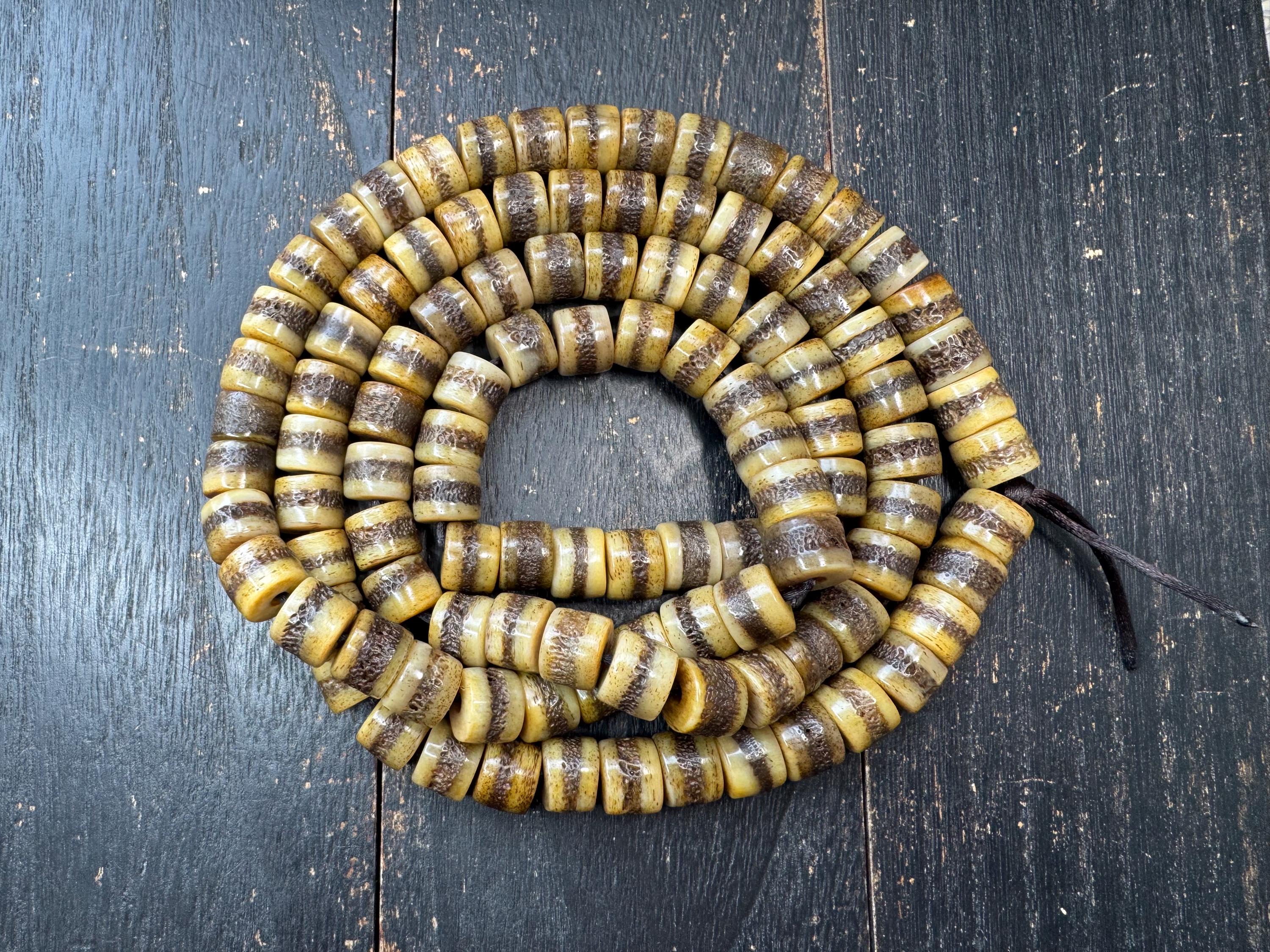 チベット　数珠 ビーズ 大きなヤクの骨のマラビーズ 14mm – チベットスタイルの祈りの数珠