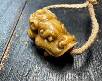 Hand Carved Yak Bone Dragon Bead | Tibetan Style Connector Bead | Two Hole Mala Spacer | Himalayan Jewelry Supply