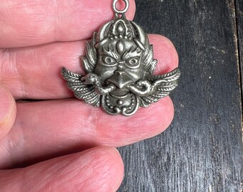 Ciondolo Argento 925 Garuda E Naga Serpente - Amuleto Buddhista Indù Ossidato - Foto 3
