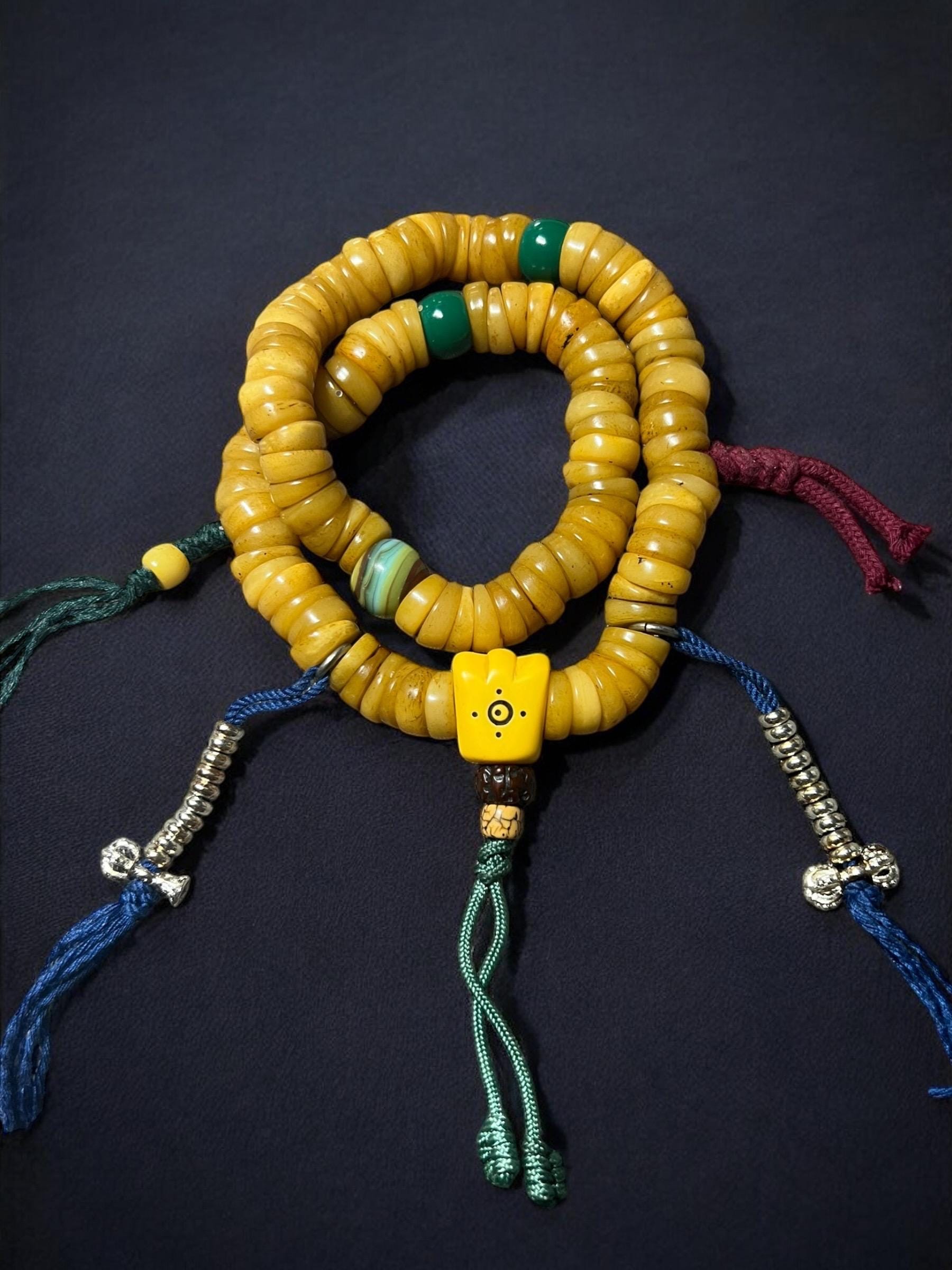 108玉入りチベットヤク骨数珠 - 瞑想用手作り仏教数珠 - Etsy 日本