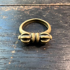 Tibetan Buddhist Brass Vajra Ring | Handmade Dorje Amulet Jewelry | Spiritual Protection | Adjustable Size | Nepal Tibet Art