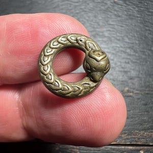 Handmade Brass Tibetan Mala Connector Bead | Nepalese Ouroboros Snake Design Spacer | Buddhist Prayer Bead Accessory
