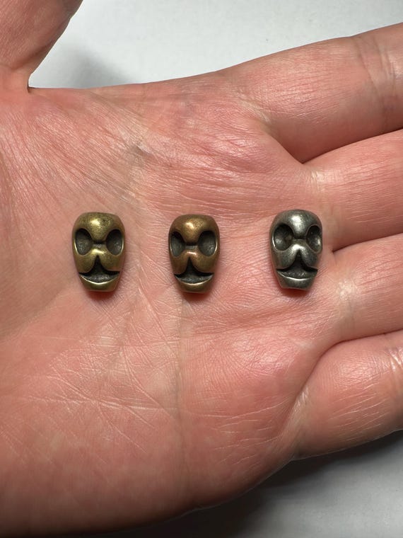 Nepalese Skull Spacer Bead: Handmade Brass & Silver Om Mala Bead