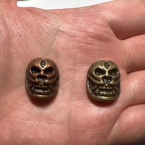 Tibetan Skull Bead Pendant: Handcrafted Copper Brass Vajra Charm