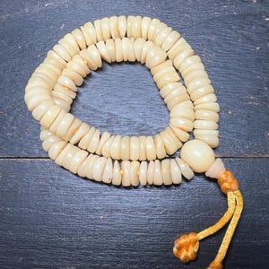 108 Natural Yak Bone Mala Beads | Handmade Tibetan Buddhist Prayer Necklace | Traditional Bone Meditation Beads