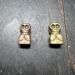 Tibetan Thogchag Skull Figure Stamp — Vintage Brass / Copper Skull Amulet, Tokcha Lungkha Spacer Charm, Buddhist Seal Bead, Option A-B