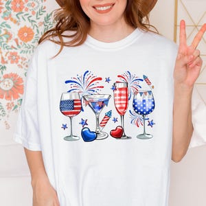 4th of July wine glasses Shirt, 4th Of July Shirt, Fourth of July, Sunflower America Shirt, Memorial Day Shirt, Independence Day Shirt