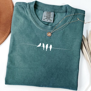 Bird V-Neck Shirt, Bird Lover Shirt, Gift For Bird Lover, Birds T-Shirt, Nature Lover Shirt, Birds On Wire Shirt, Nature Shirt