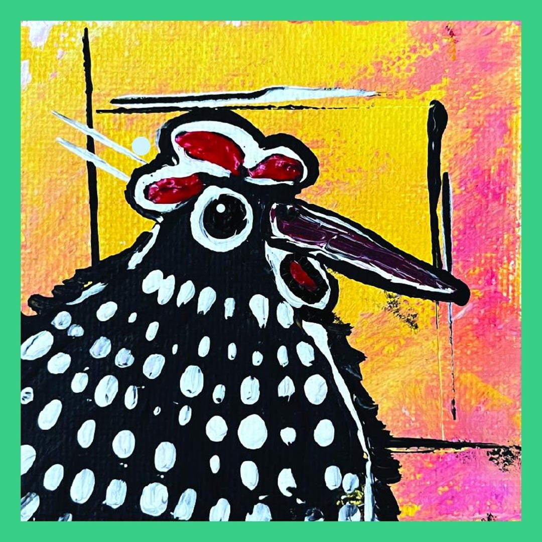 Polka Dot Chicken Head Art Print - Etsy