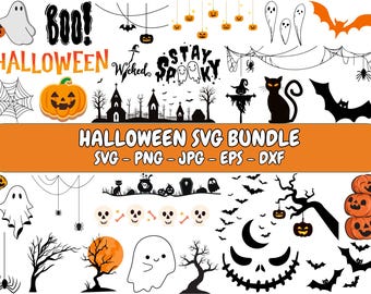 SVG de Halloween, paquete de SVG de Halloween, archivos de corte de Halloween para Cricut, clipart de Halloween, paquete de PNG de Halloween