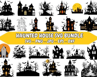 SVG de casa embrujada, paquete de SVG de Halloween, paquete de SVG de casa embrujada, clipart de casa embrujada, archivos de corte de SVG de casa embrujada para Cricut