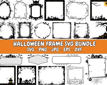 Paquete SVG de marcos de Halloween: imágenes prediseñadas aterradoras, archivos de corte (descarga digital)