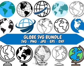 Paquete SVG de globo terráqueo: imágenes prediseñadas de globo terráqueo, archivos de corte (descarga digital)