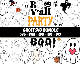 Paquete de fantasmas SVG, fantasma SVG, Halloween SVG, fantasma lindo SVG, clipart de fantasma, clipart de Halloween, archivos de fantasmas para Cricut, silueta de fantasma