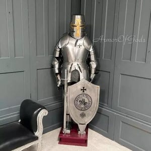 Medieval Armor Suit Knight Crusader Suit Steel Templar Suit of Armour Wearable Combat Sca Larp Warrior Costume Home Décor Best Man Gift