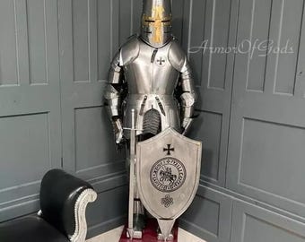 Medieval Armor Suit Knight Crusader Suit Steel Templar Suit of Armour Wearable Combat Sca Larp Warrior Costume Home Décor Best Man Gift