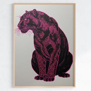 Disco Panther Funky Pink Disco Ball Leopard Wall Art, Colorful Maximalist Printable Home Decor, Leopard Wall Decor, Instant Digital Art File