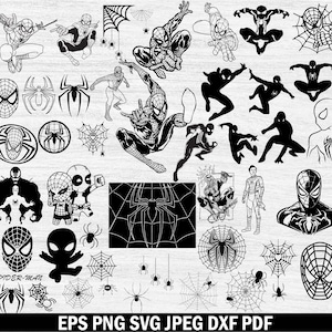 Spiderman Svg Bundle, Spiderman Png Bundle, Spiderman Clipart, Spiderman Cut Files For Cricut, Spiderman Silhouette, Spiderman Vector