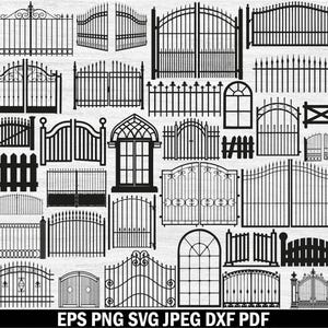 Fence Svg Bundle, Fence Png Bundle, Fence Clipart, Fence Svg Cut Files for Cricut, Picket Fence Svg, Iron Cast Fence Svg, Wooden Fence Svg