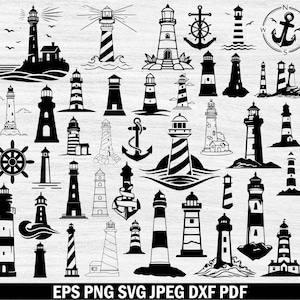 Lighthouse SVG Bundle, Lighthouse PNG Bundle, Lighthouse Clipart, Lighthouse SVG Cut Files for Cricut, Maritime svg, Ocean Svg, Nautical Svg