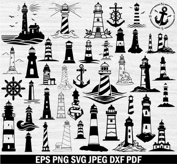 Lighthouse SVG Bundle, Lighthouse PNG Bundle, Lighthouse Clipart, Lighthouse SVG Cut Files for Cricut, Maritime svg, Ocean Svg, Nautical Svg