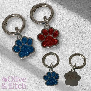 Personalized Sparkly Dog Paw Print Tag - Stainless Steel, Customizable in 12 Colors image 4
