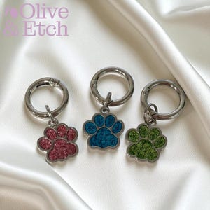 Personalized Sparkly Dog Paw Print Tag - Stainless Steel, Customizable in 12 Colors image 5