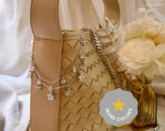 star chain, bag chain, bag charms, silver star chain, gold star chain