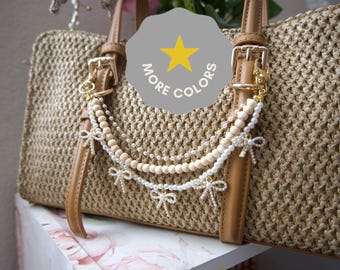 Charm de lazo, cinta, lazo coqueto, charm para bolso, cadena para bolso, accesorio para bolso, regalo, perla de imitación, charms dorados