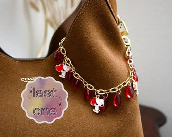 Snoopy, handbag accessory, bag charms, red tear drop pendant, handcraft, gift
