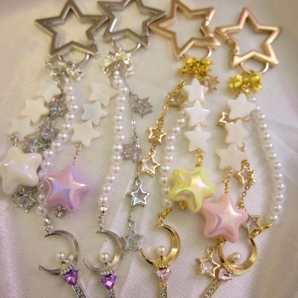 Charm para bolso con forma de estrella, llavero con forma de estrella, marinero, luna, accesorio femenino, accesorio con forma de estrella, charms dorados para bolso