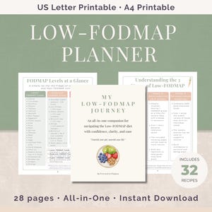Low-FODMAP Diet Planner | Food Lists, IBS Tracker, Recipes, and More (Digital Download)