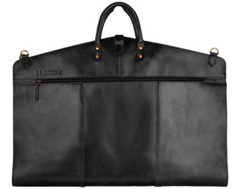 Handmade Leather Suit Carrier: Personalized Garment Travel Bag