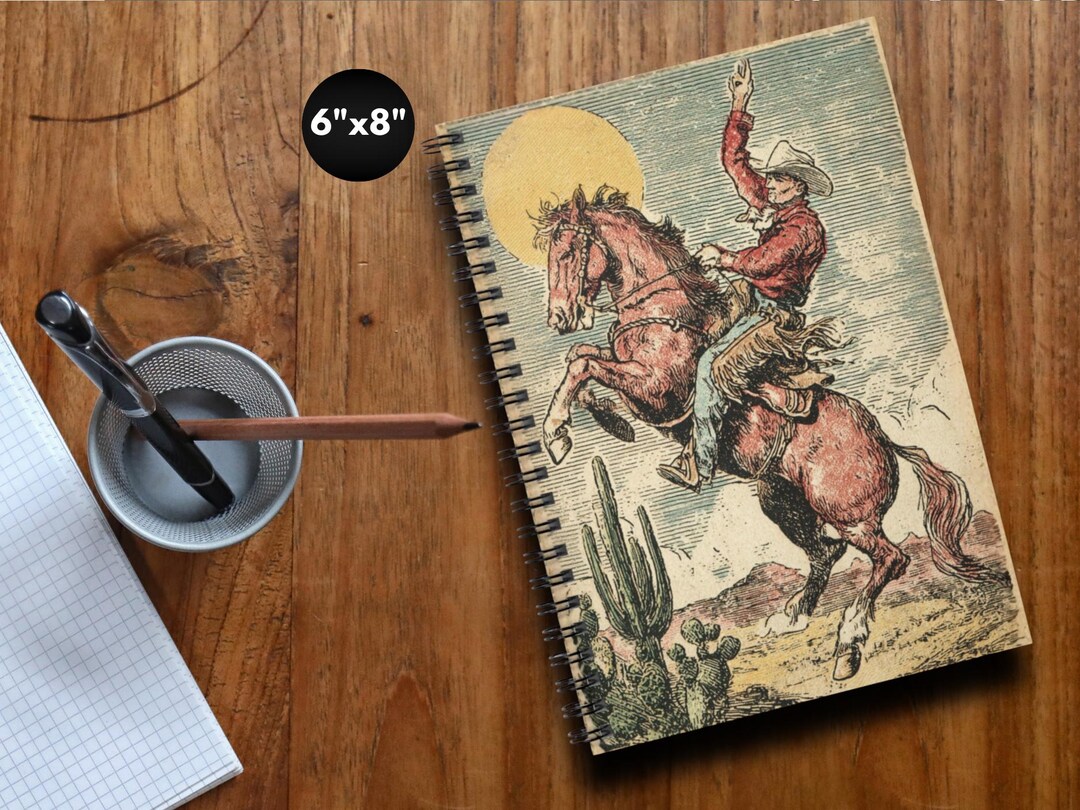 Redneck Notebook Vintage Cowboy Notebook, Western Horse Illustration Journal, Rustic ...