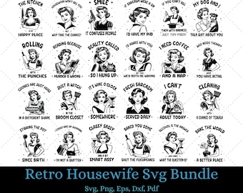 Retro Housewife Svg Bundle, Retro Women Svg, Vintage Housewife Svg, Sarcastic Housewife Svg, Sassy Mom, Funny Sarcastic, Shut The Fucupcakes