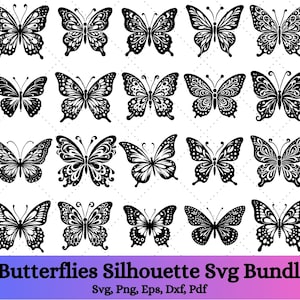 Butterfly Svg Bundle, Layered Butterfly Svg Bundle, Butterflies, Butterfly Svg for Cricut, Butterfly Clipart,  Butterfly Silhouette, Tattoo