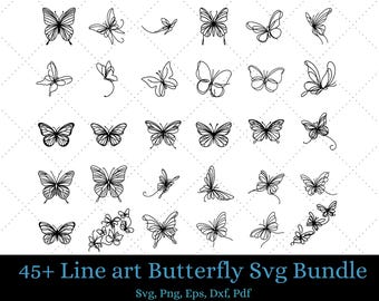 Butterfly Line Art SVG Bundle: Silhouette Clip Art, Butterfly Clip Art, Butterfly Bundle, Line Art Svg, Butterfly Svg, (Digital Download)